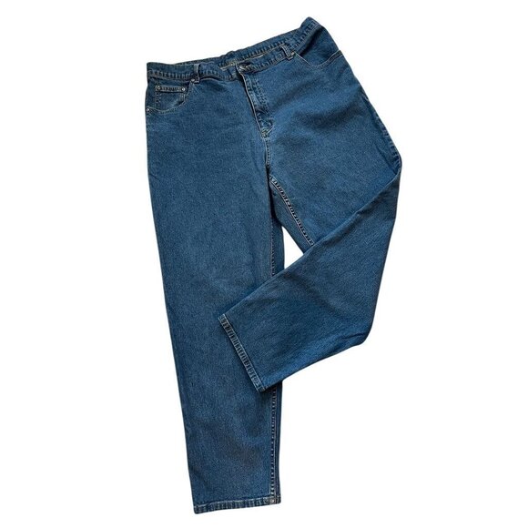 L.L. Bean Womens Jeans Size 22 Reg Barrel Leg Dark Blue Denim Cotton Lycra - Picture 4 of 11